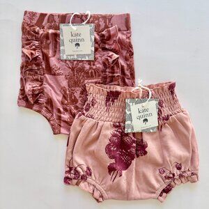 Kate Quinn Bloomer Set | Ruffle + Smocked Floral | Dusty Rose | 6–12M | NWT